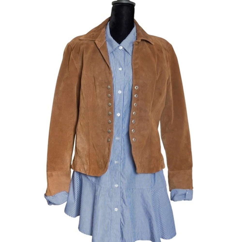 Vintage 90s Y2K Boho Western Goblincore Tan Leather Suede Patina Jacket